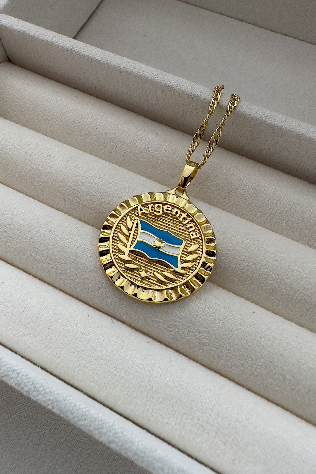 Uruguay Gold Flag Swirl Necklace   