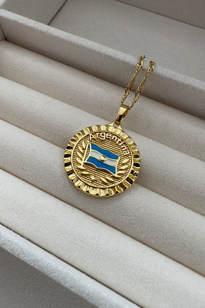 Uruguay Gold Flag Swirl Necklace   