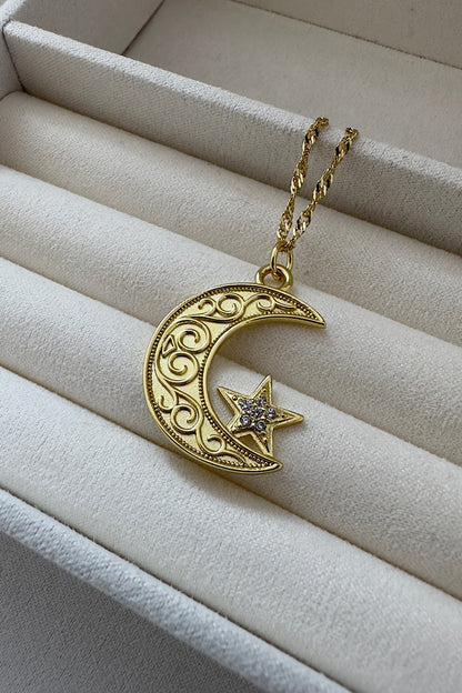 Muslim Moon Gold Swirl Necklace 