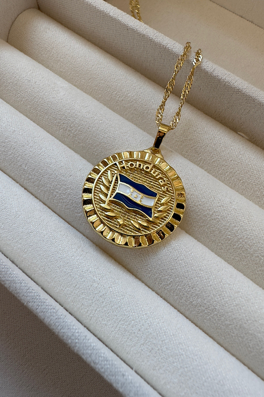 Honduras Coat of Arms Gold Necklace 