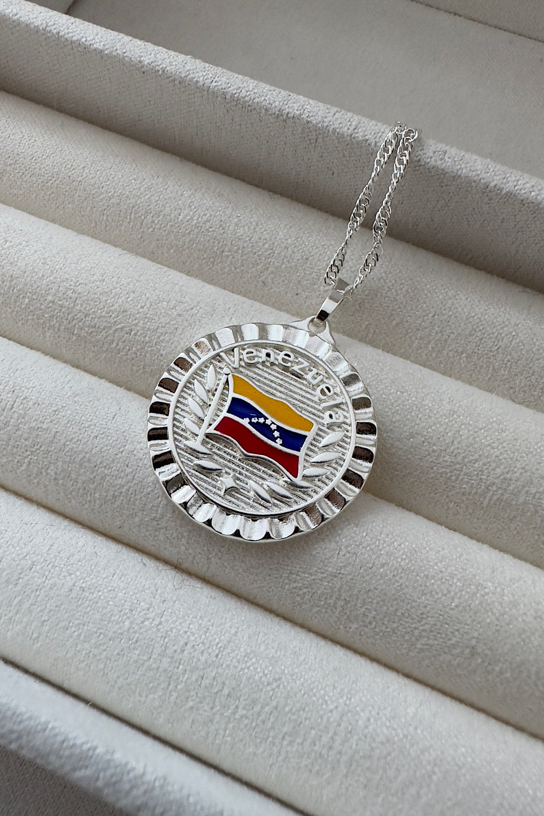 Venezuela Flag Silver Necklace 