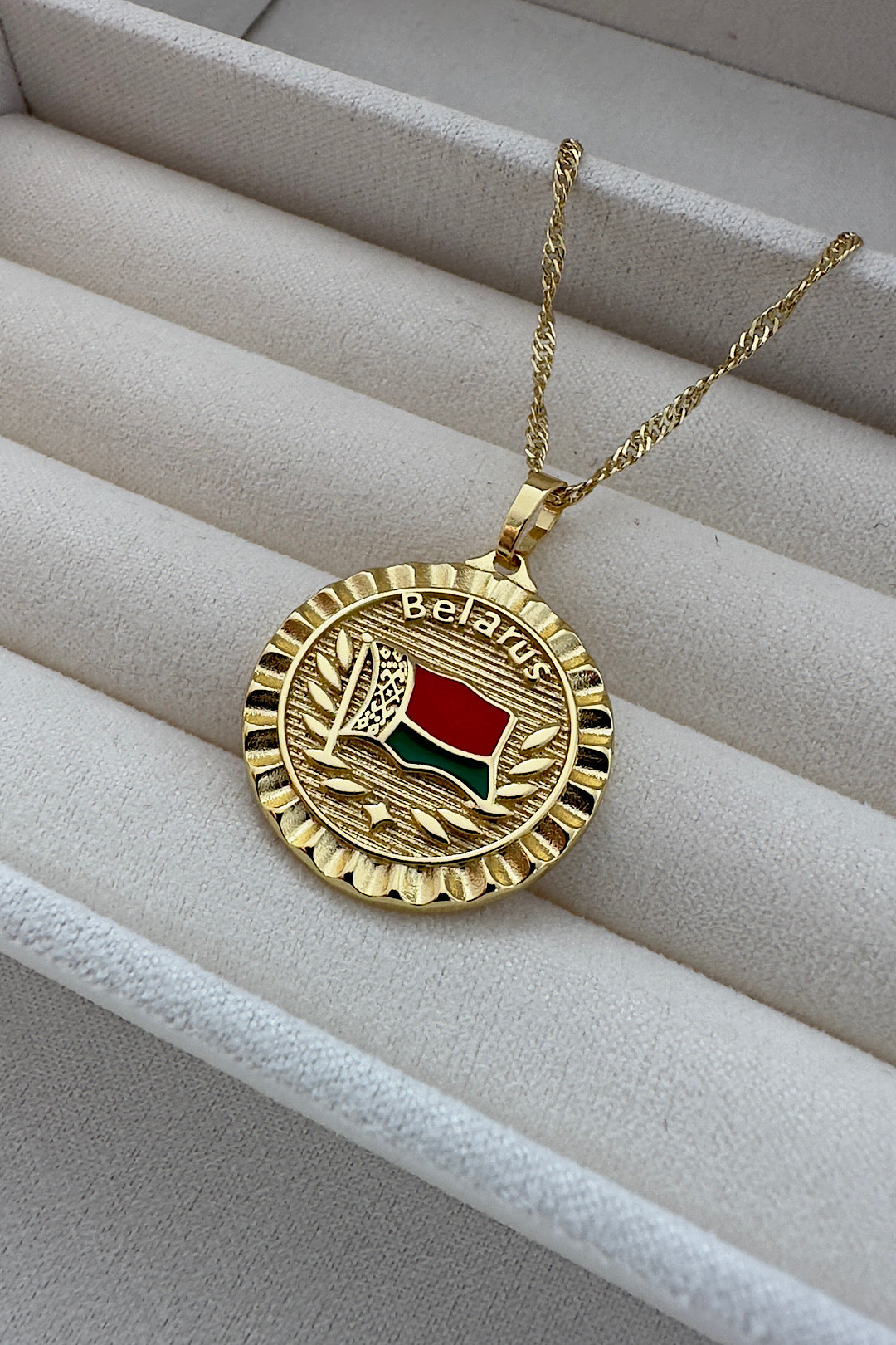 Belarus Flag Gold Necklace 