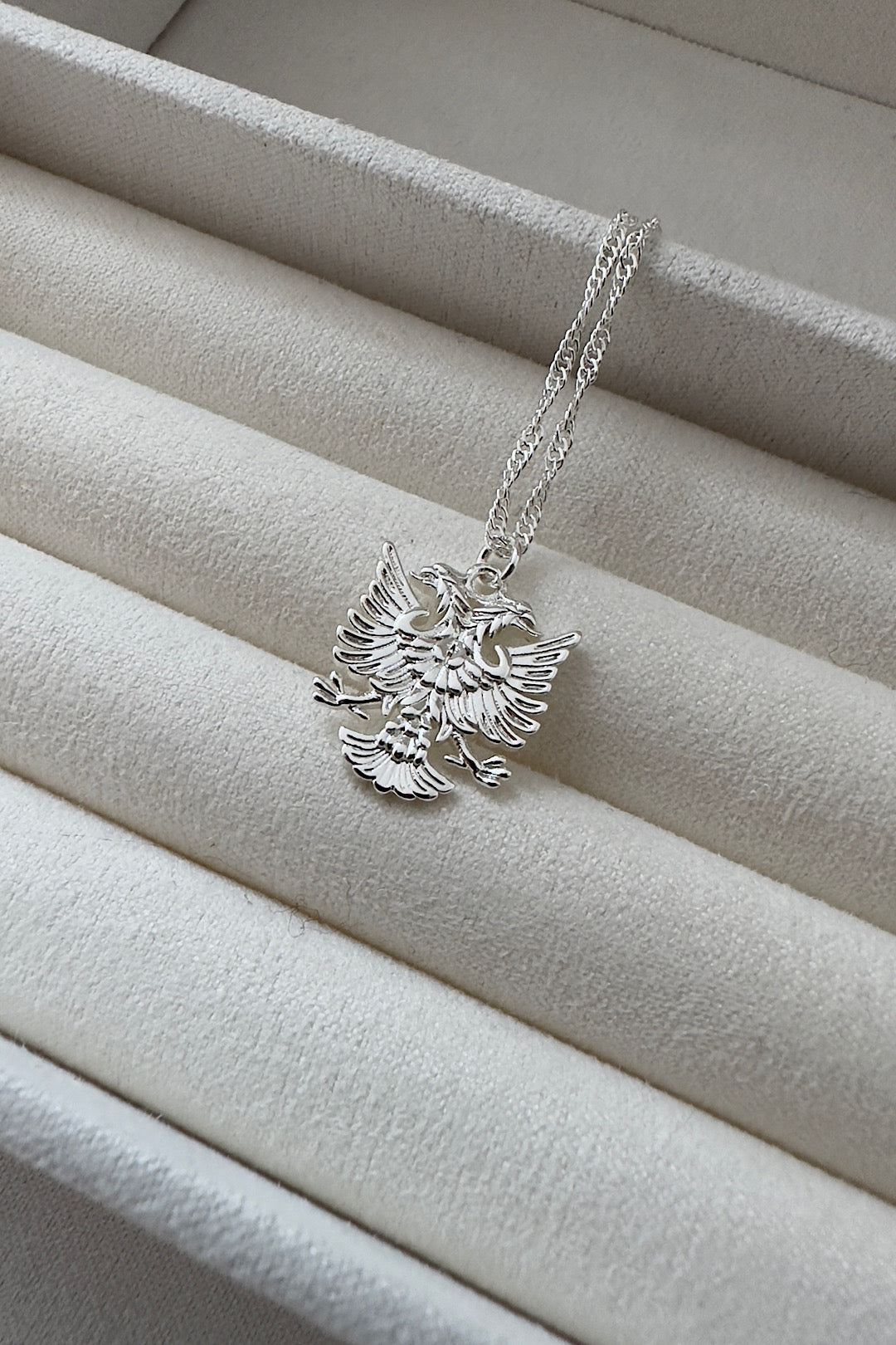 Albanian Eagle Swirl Necklace Silver 