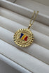 Romania Flag Gold Swirl Necklace 