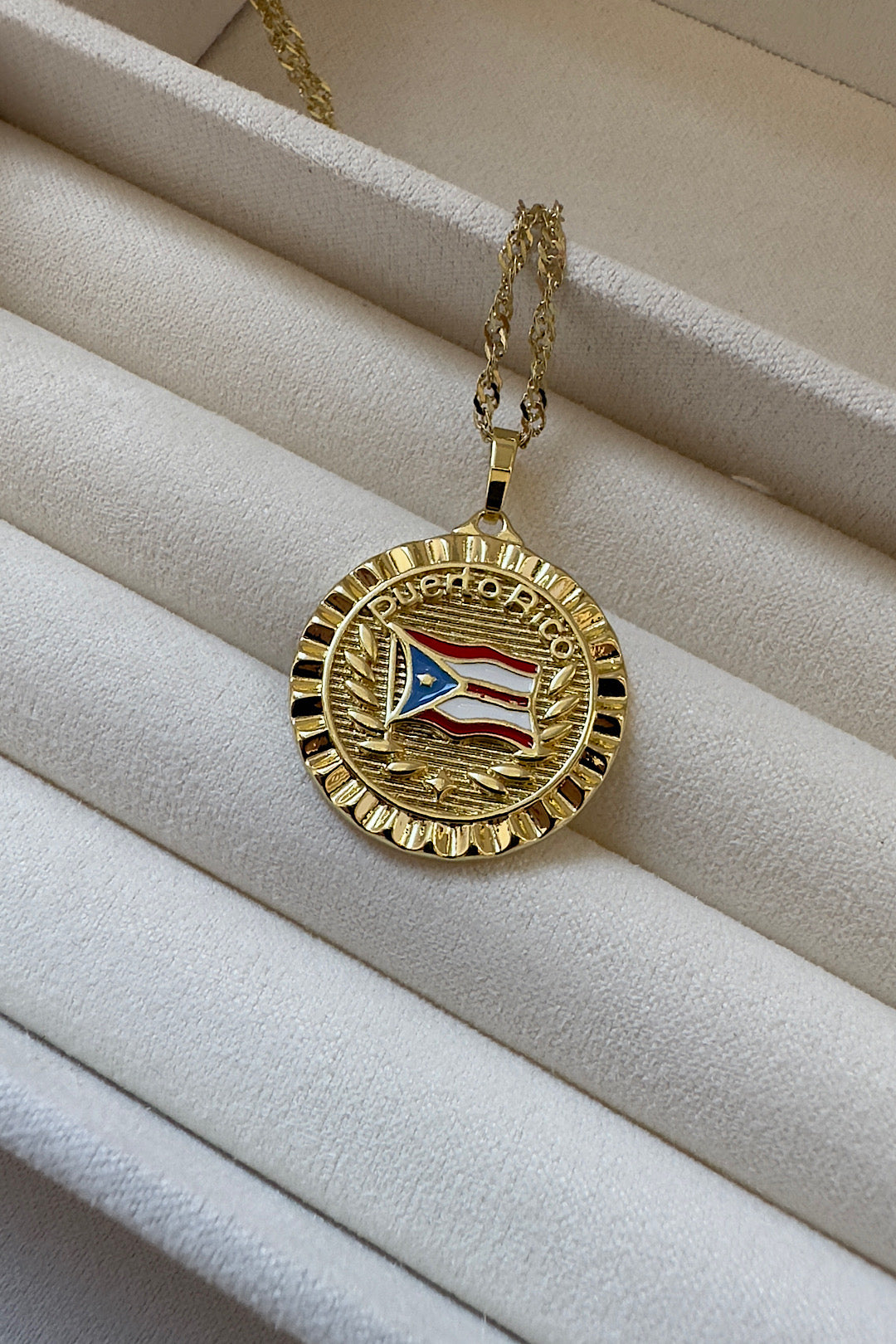 Puerto Rico Coat of Arms Gold Necklace 