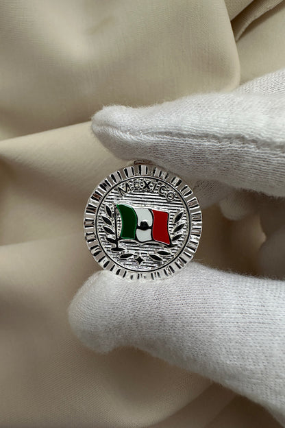 Silver Mexico flag Necklace