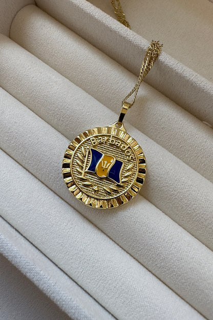 Barbados Coat of Arms Gold Necklace 