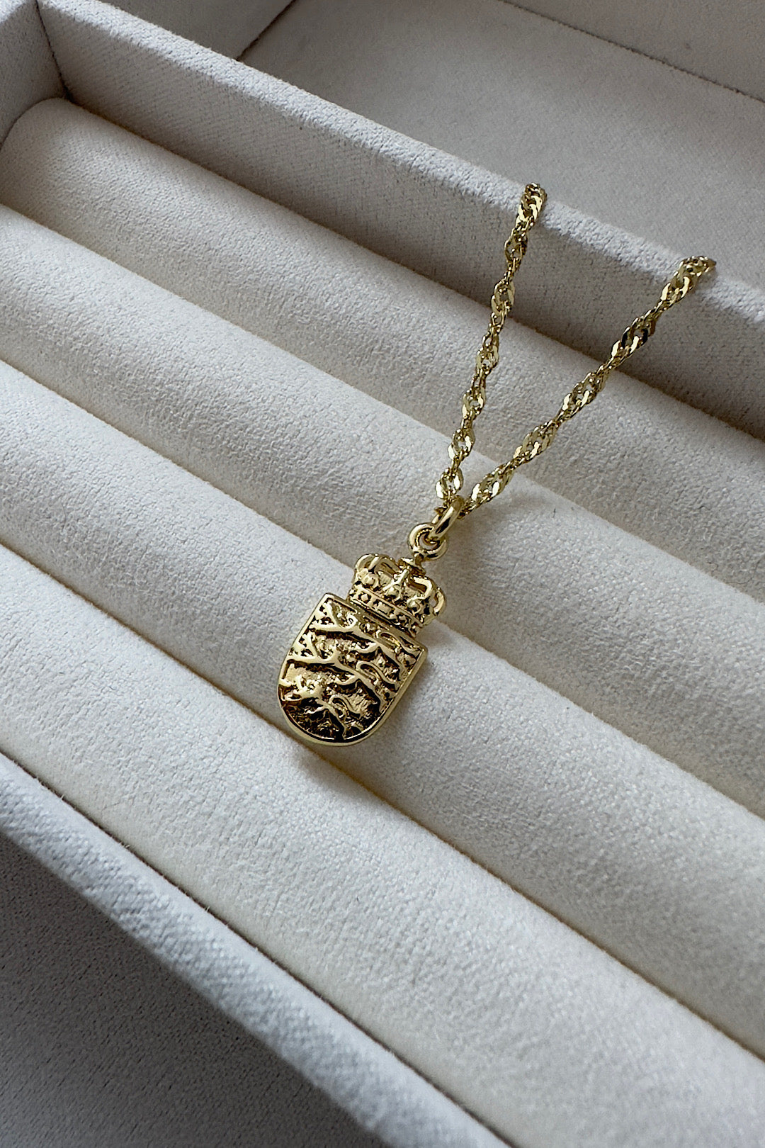 Denmark Coat of Arms Gold Swirl Necklace 