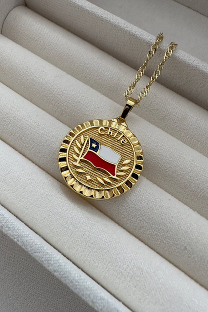 Chile Gold Flag Swirl Necklace   