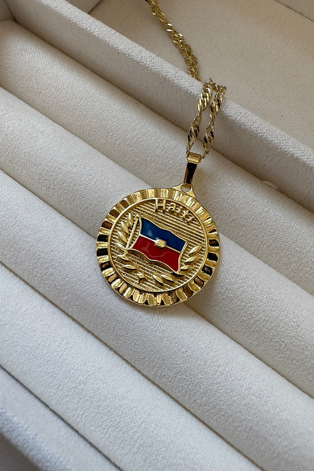 Haiti Coat of Arms Gold Necklace 