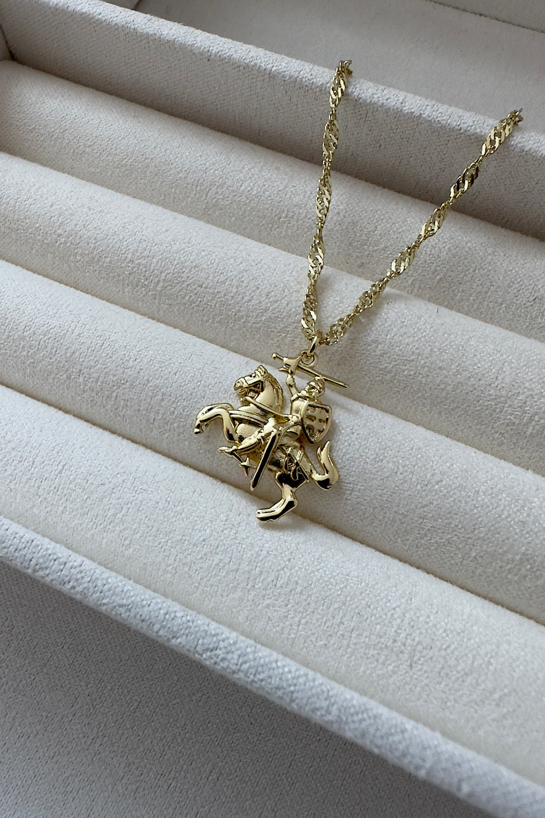 Lithuania Coat of Arms Gold Swirl Necklace 