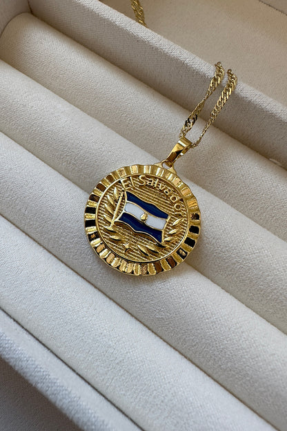El Salvador Coat of Arms Gold Necklace 