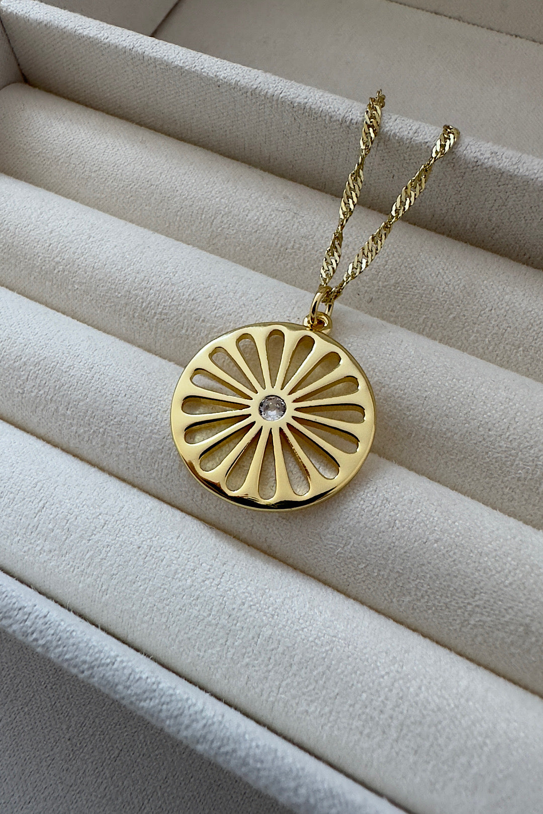 Romani Wheel Gold Swirl Necklace 