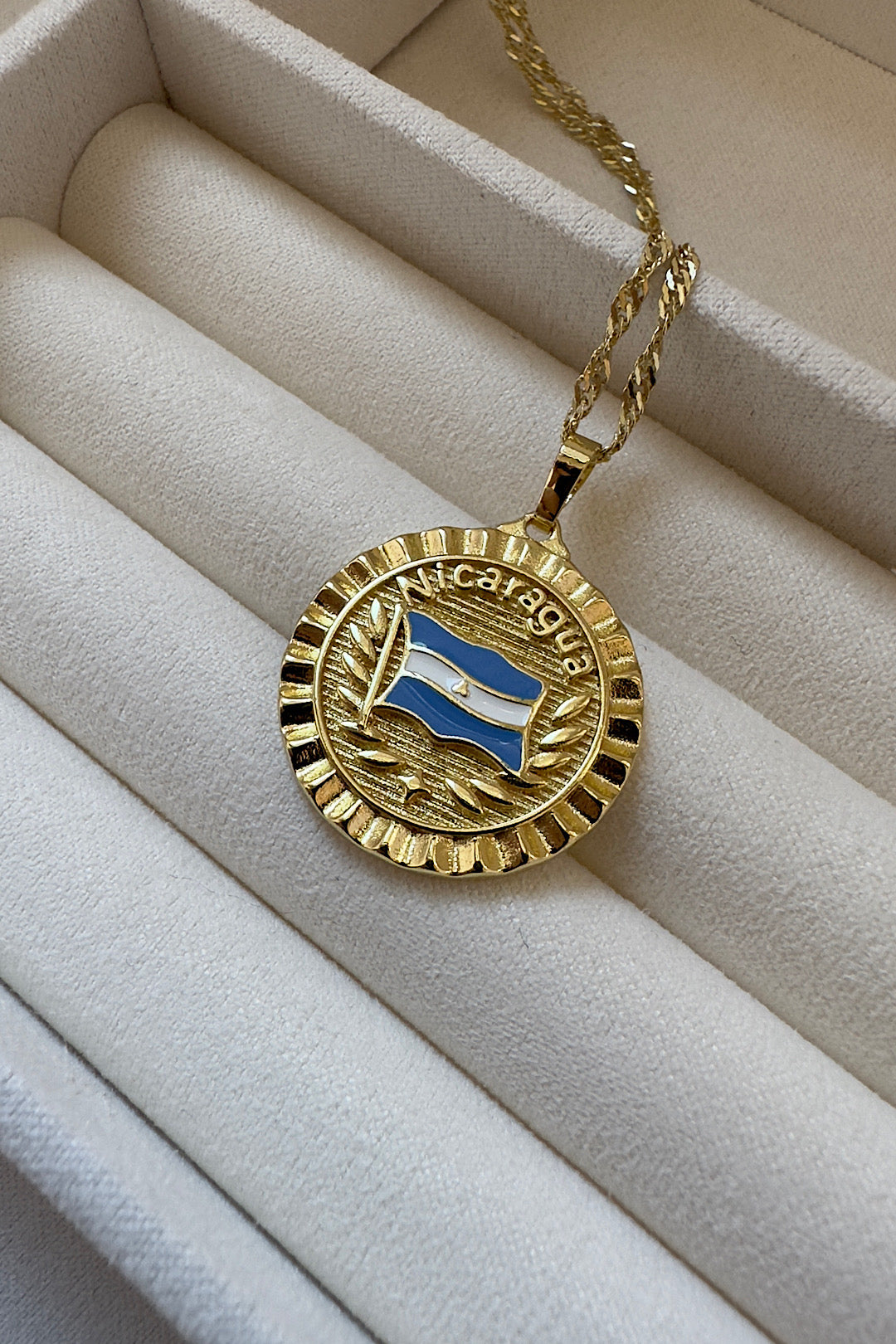 Nicaragua Coat of Arms Gold Necklace 