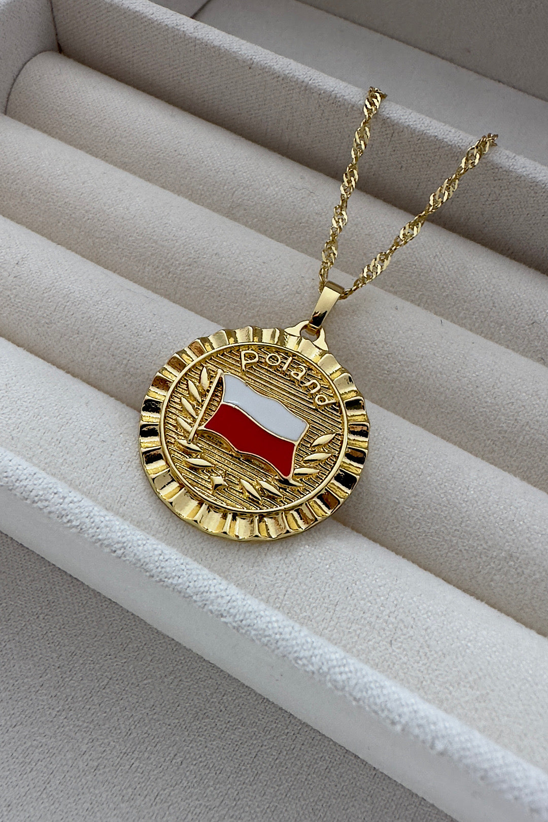 Poland Flag Gold Necklace 