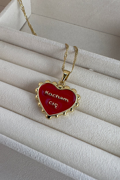 I love you in Polish heart necklace 