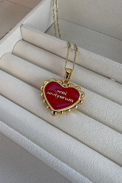 I love you in Turkish heart necklace 