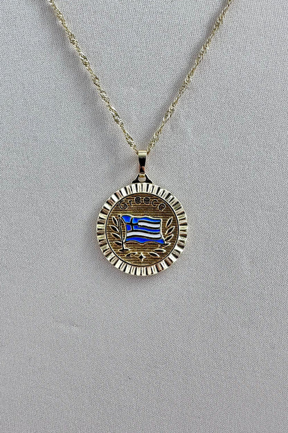 Greece flag Swirl Necklace