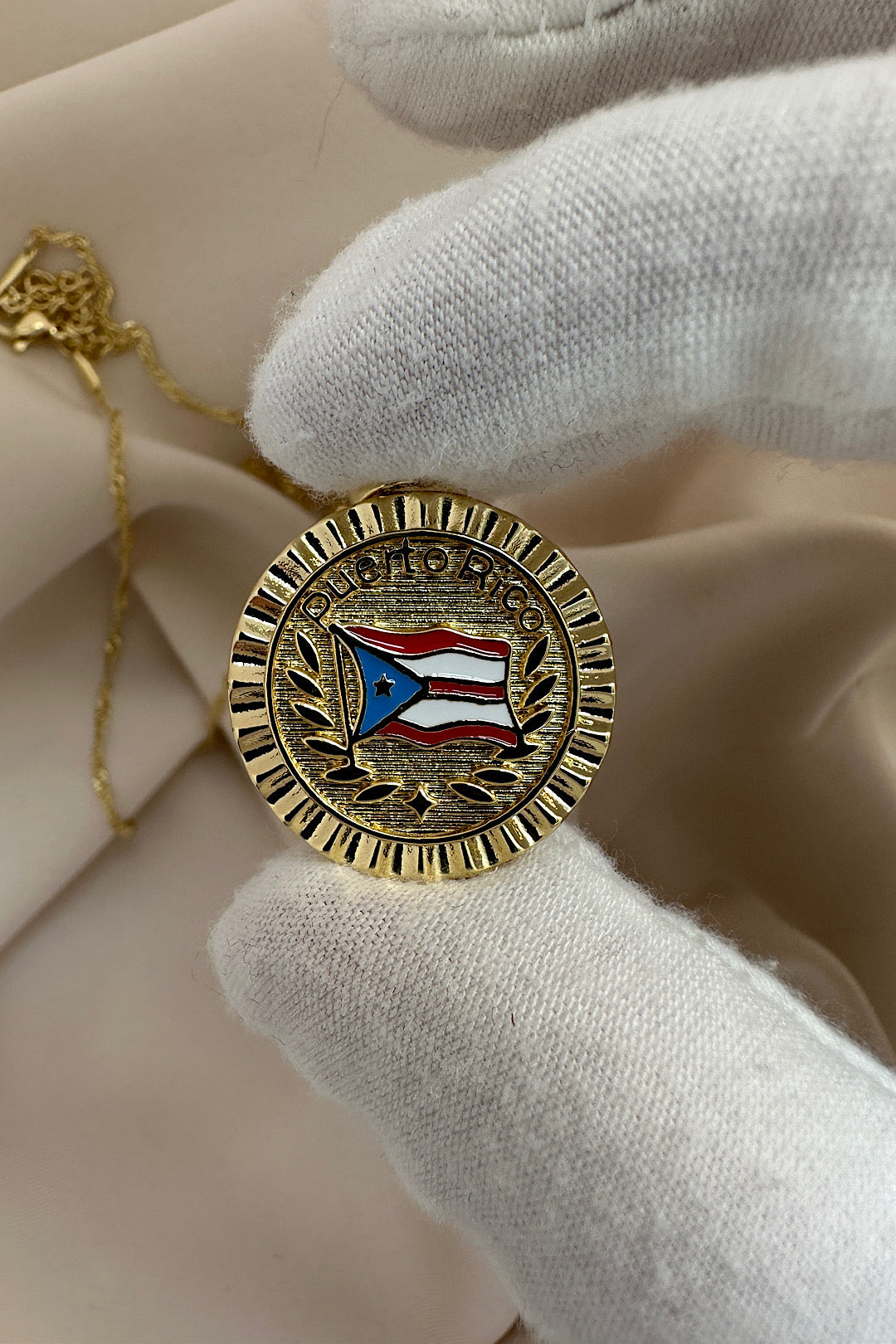Puerto Rico flag swirl necklace